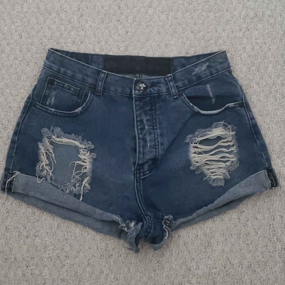 ONE TEASPOON high waisted distressed jean shorts